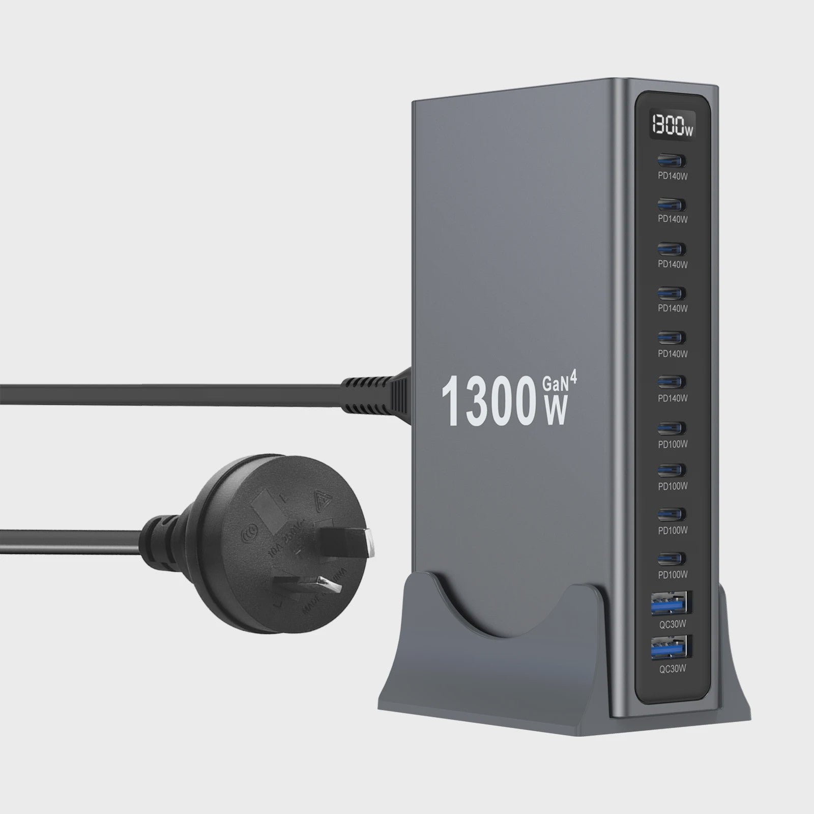 1300W GaN Desktop Snellader Station met Meerdere USB-C Poorten voor Laptops, Tablets & Smartphones
