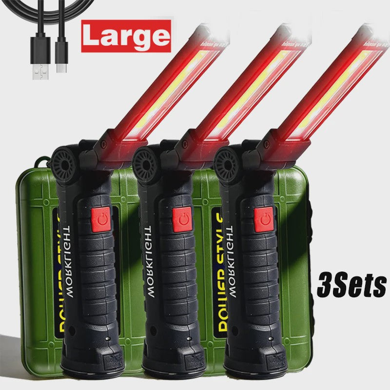 360° Draaibare LED Werklamp met 5 Modi, USB Oplaadbaar, Magneetvoet & Haak