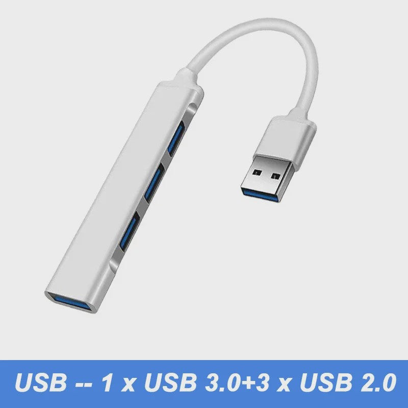 4-Poorts USB 3.0 Hub met Type-C Connector - Uitbreidingsadapter voor Laptop & Smartphone