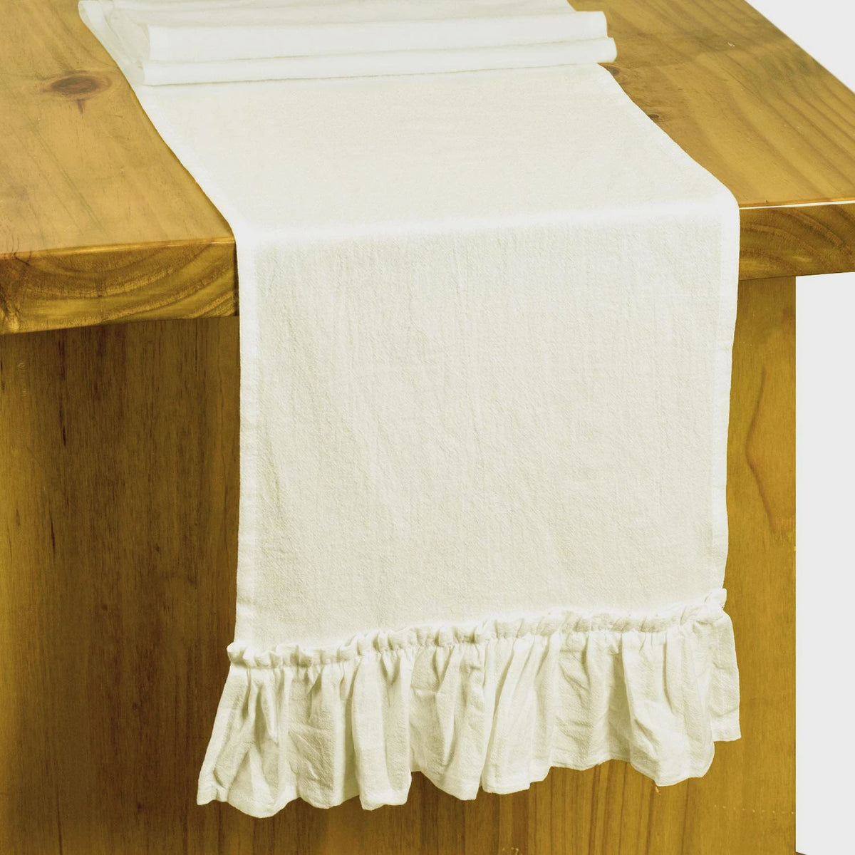 Romantische Katoenen Tafelrunner met Ruches - Perfect voor Feesten, Bruiloften en Decoratie