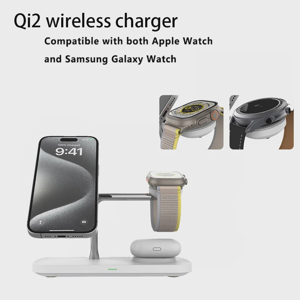 3-in-1 Draadloze Oplaadstandaard voor iPhone, Apple Watch & AirPods - Snel & Netjes