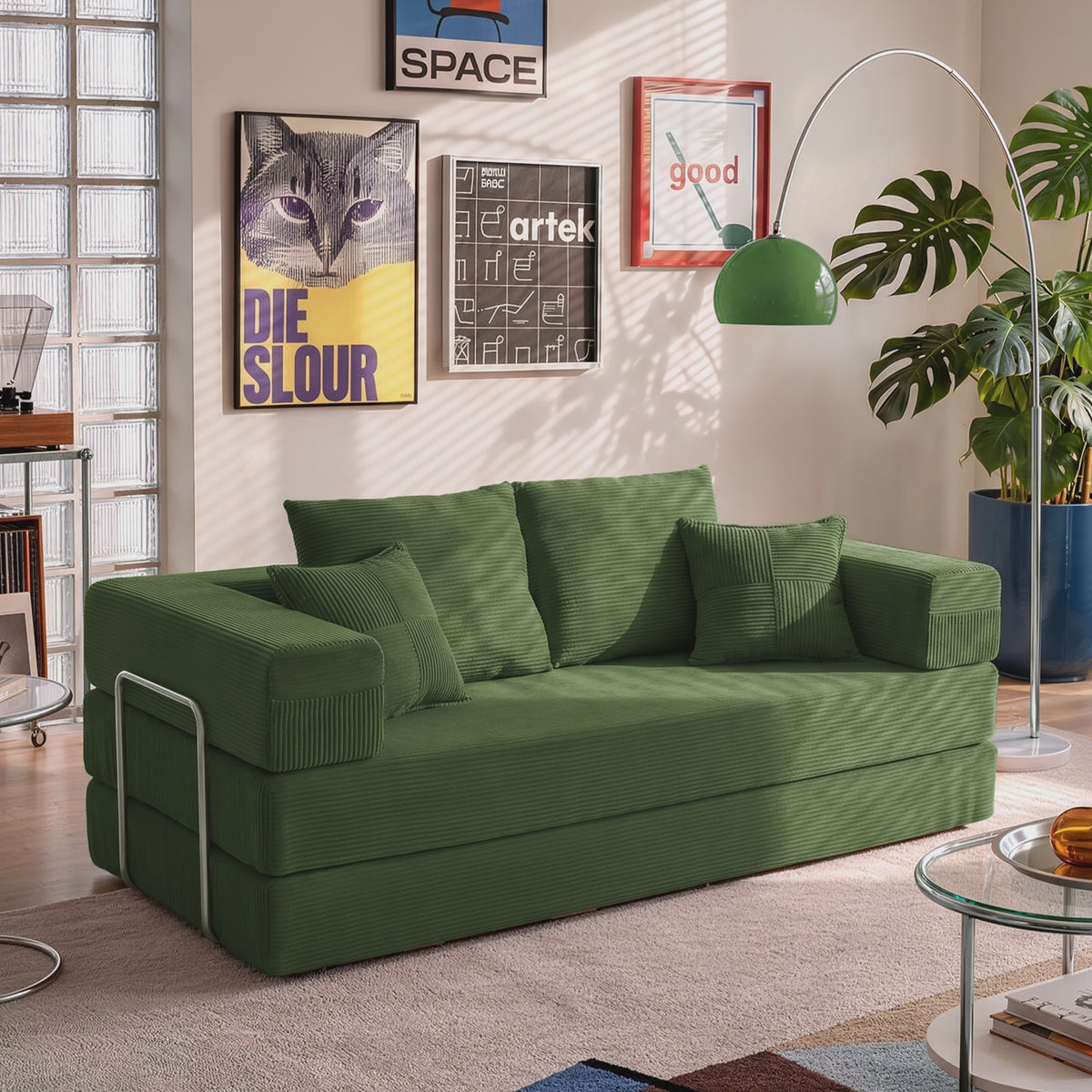 Opvouwbare Sofa Bed 200cm XXL - Modulair Gastenbed met Corduroy & Memory Foam