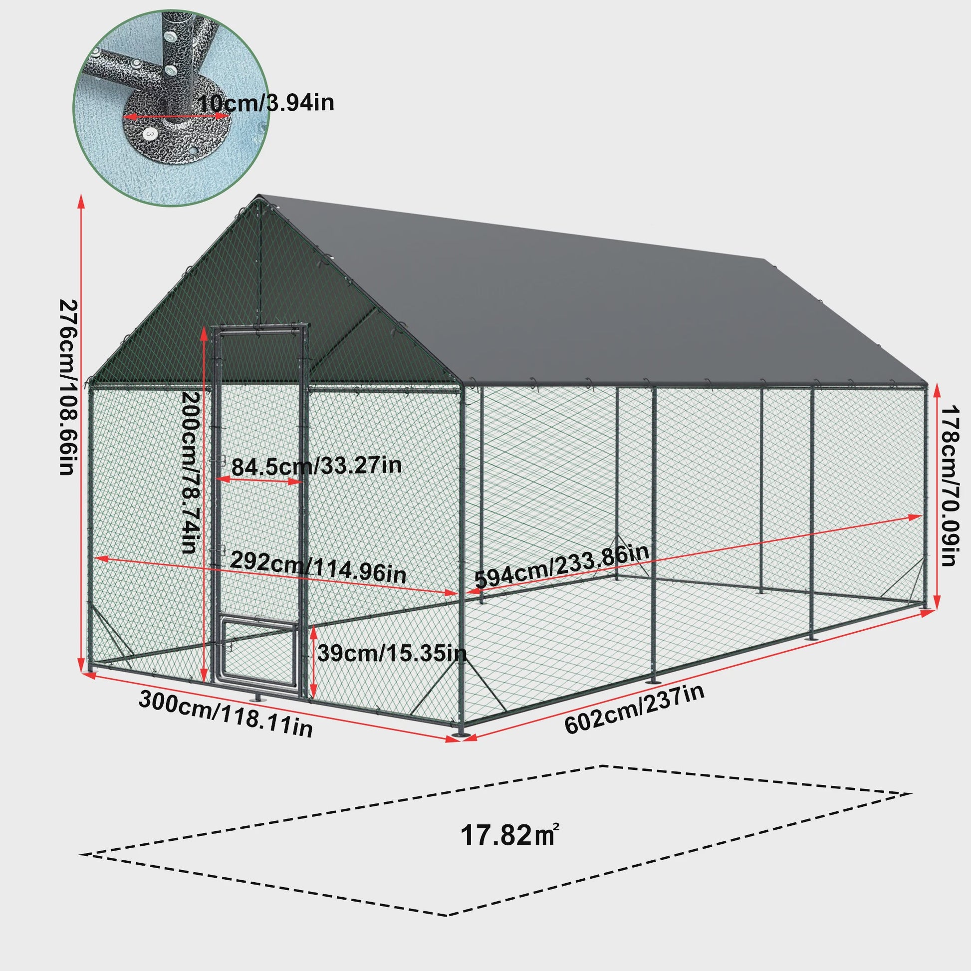 Ruime Metalen Kippenren met Dak - Weerbestendig en Roofdierproof