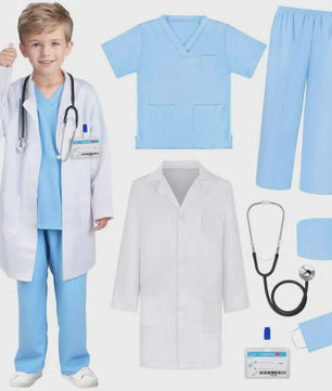 Kinders Dokter en Verpleegster Kostuum Set - Speelgoed Medische Uniform met Labjas