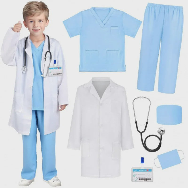 Kinders Dokter en Verpleegster Kostuum Set - Speelgoed Medische Uniform met Labjas