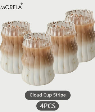 Set Glazen Tumblers met Verticale Ribbels - Hittebestendig Glas voor Koffie, Thee & Water