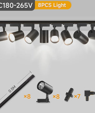 LED Railverlichting Set: 220V Plafondspots (12-40W) voor Woonkamer & Keuken
