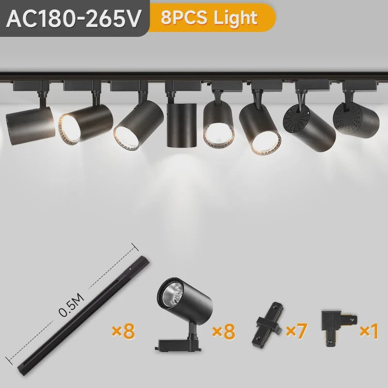 LED Railverlichting Set: 220V Plafondspots (12-40W) voor Woonkamer & Keuken