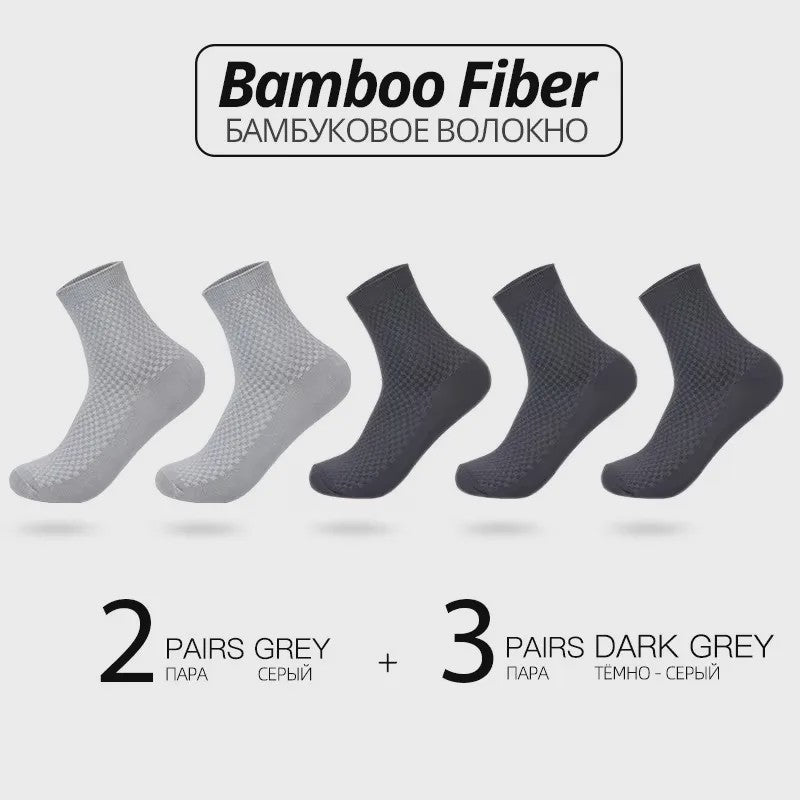 5 Paar Bamboevezel Herensokken - Comfortabel, Ademend & Zakelijk/Casual