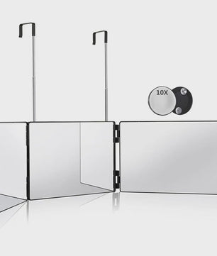 Draagbare Trifold Make-up Spiegel met Verstelbare Haak - Perfect voor Zelf Knippen, Scheren & Cadeaus