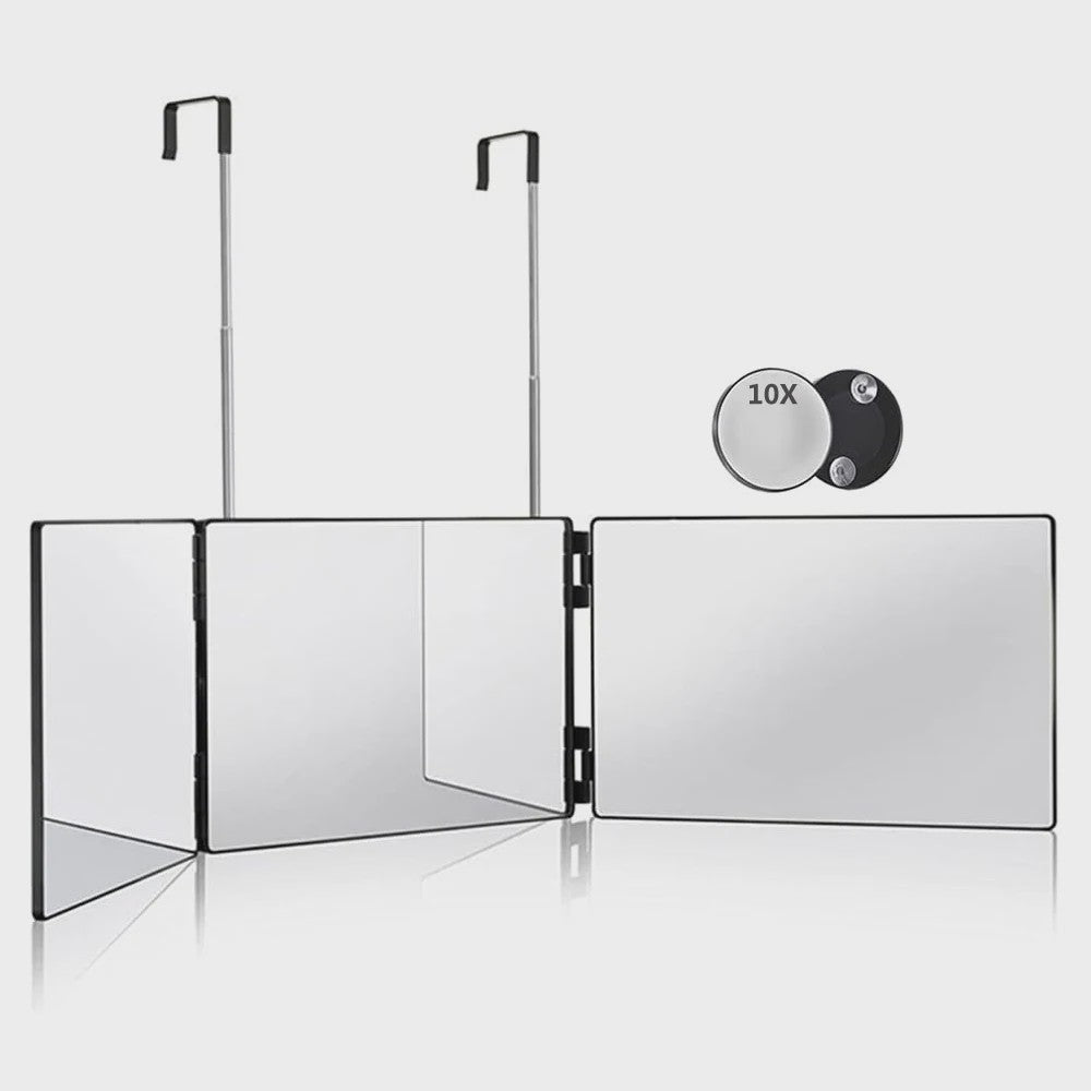 Draagbare Trifold Make-up Spiegel met Verstelbare Haak - Perfect voor Zelf Knippen, Scheren & Cadeaus