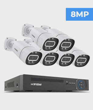 H.View 4K/8MP PoE Beveiligingscamera Systeem met 8-Kanaals NVR & Audio