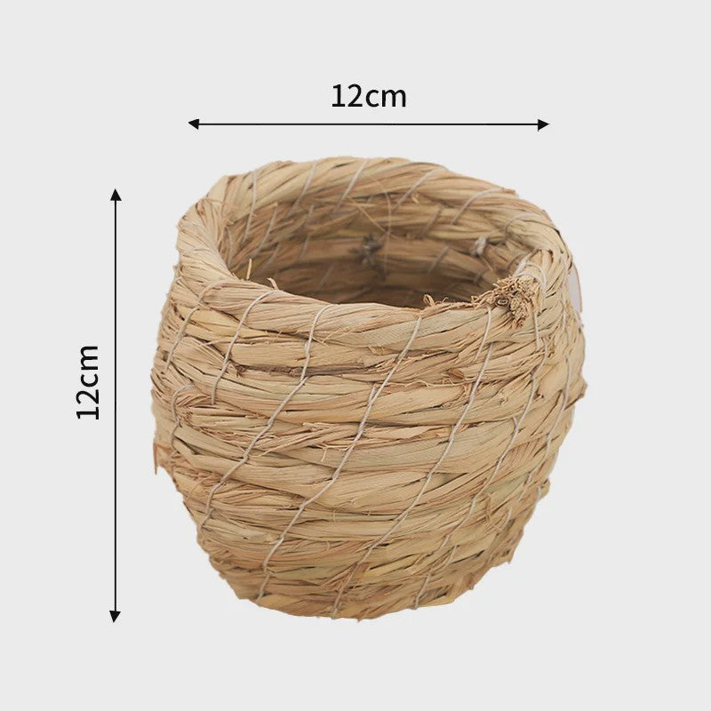 Handgeweven Stro Vogel Nest - Natuurlijk Huisje voor Vogels, Kwartels & Parkieten