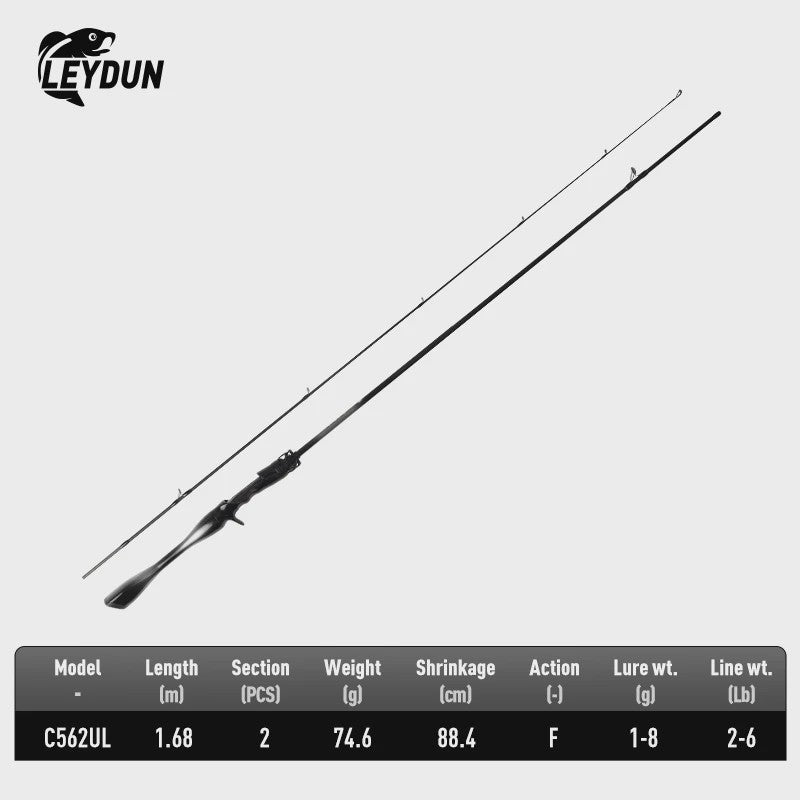 LEYDUN Black Creek Carbon Fiber Reishengel - Spinning & Casting - 1.5m/1.68m/1.8m