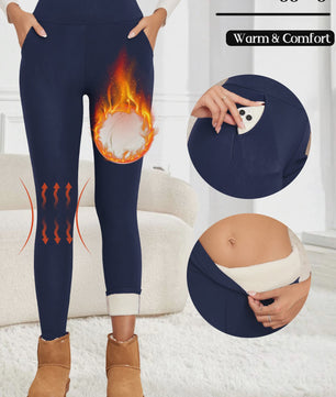 Dames Fleece Leggings - Hoge Taille, Thermo, Flared Model voor Winter & Casual