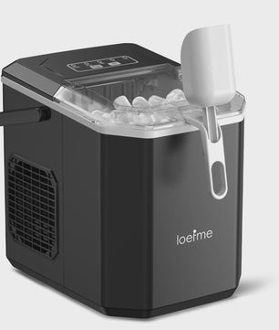 LOEFME IJsmachine Desktop - Snel 12kg/dag, 8 ijsblokjes per 6 min, Zelfreinigend, Draagbaar voor Huis, Camping & Feest