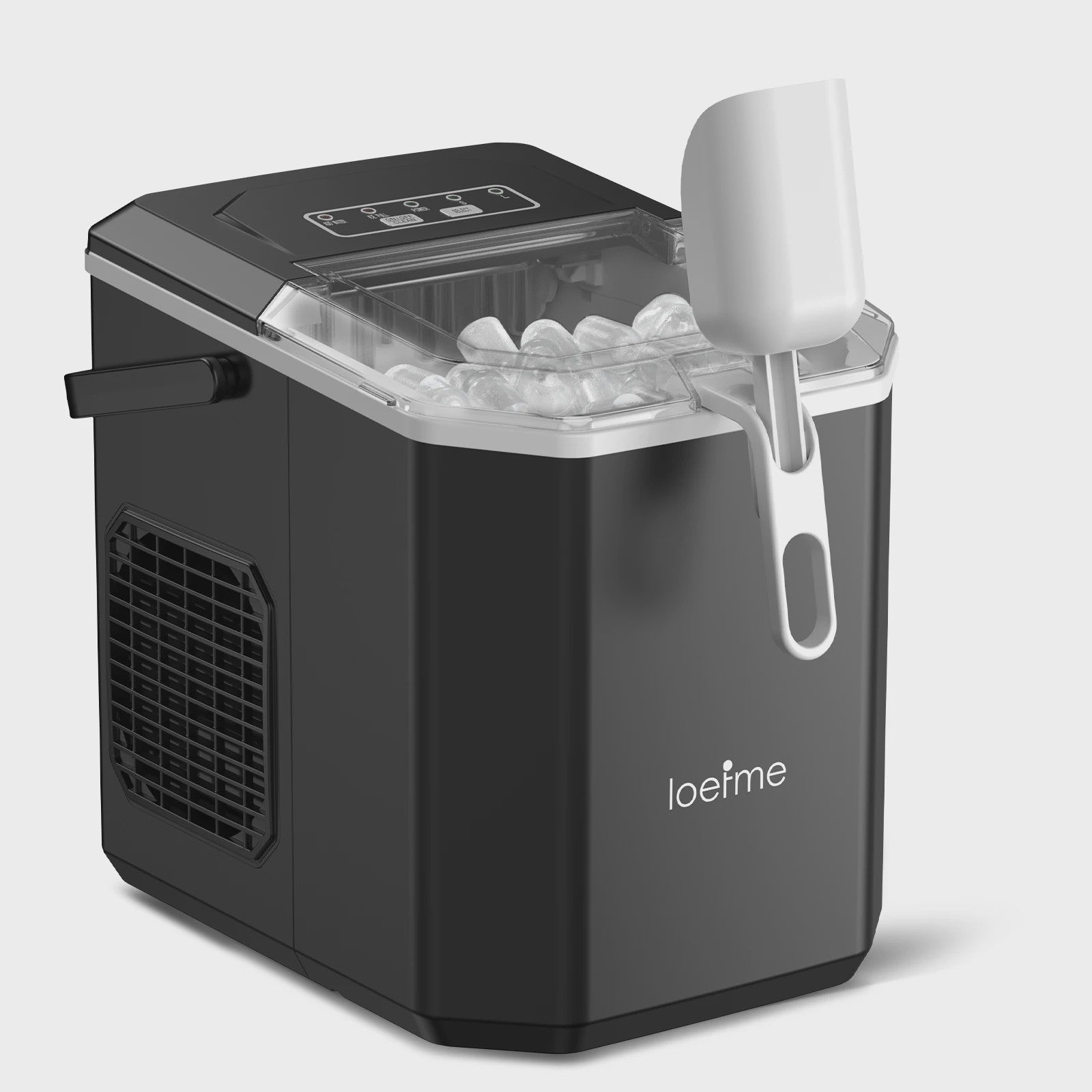 LOEFME IJsmachine Desktop - Snel 12kg/dag, 8 ijsblokjes per 6 min, Zelfreinigend, Draagbaar voor Huis, Camping & Feest