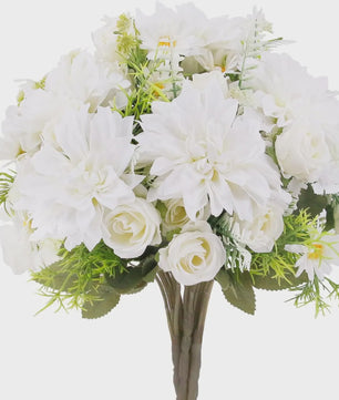 Kunstboeket Rozen, Dahlia's & Hydrangea's - Decoratie voor Huis, Bruiloft & Tuin