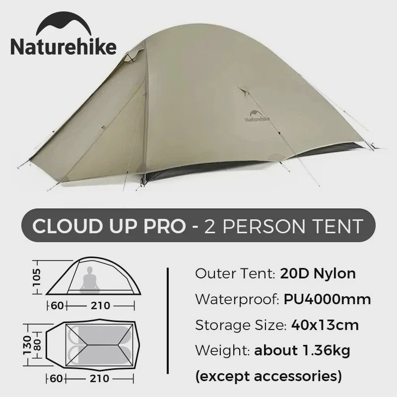 Naturehike Cloud Up Pro Tent 2 Persoons - Ultralicht, Waterdicht & Compact