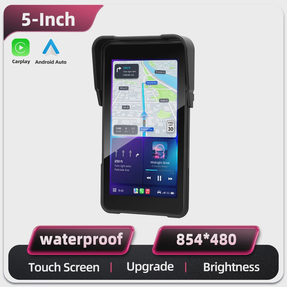 5" Smart Motorfiets Display met CarPlay, Android Auto & IP68 Waterdicht