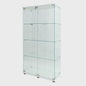 Glazen Vitrinekast met LED Verlichting, 4 Planken, 2 Deuren - Zwart/Wit