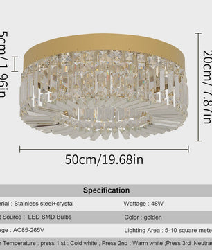 Luxe Kristallen Plafondlamp Goud - Moderne LED Verlichting voor Woonkamer (Ø 40/50cm)