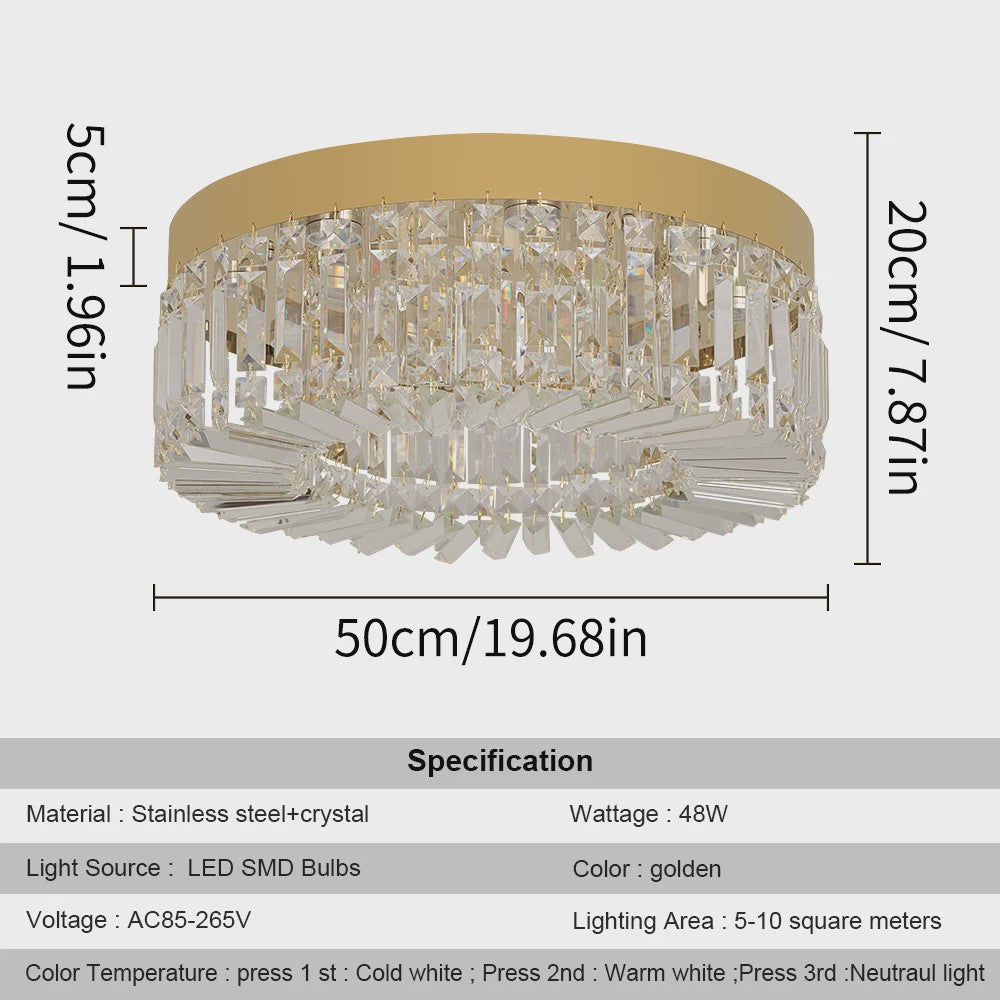 Luxe Kristallen Plafondlamp Goud - Moderne LED Verlichting voor Woonkamer (Ø 40/50cm)
