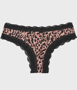 Dames Kant & Luipaardprint Thong Panties - Sexy, Ademend & Comfortabel Ondergoed