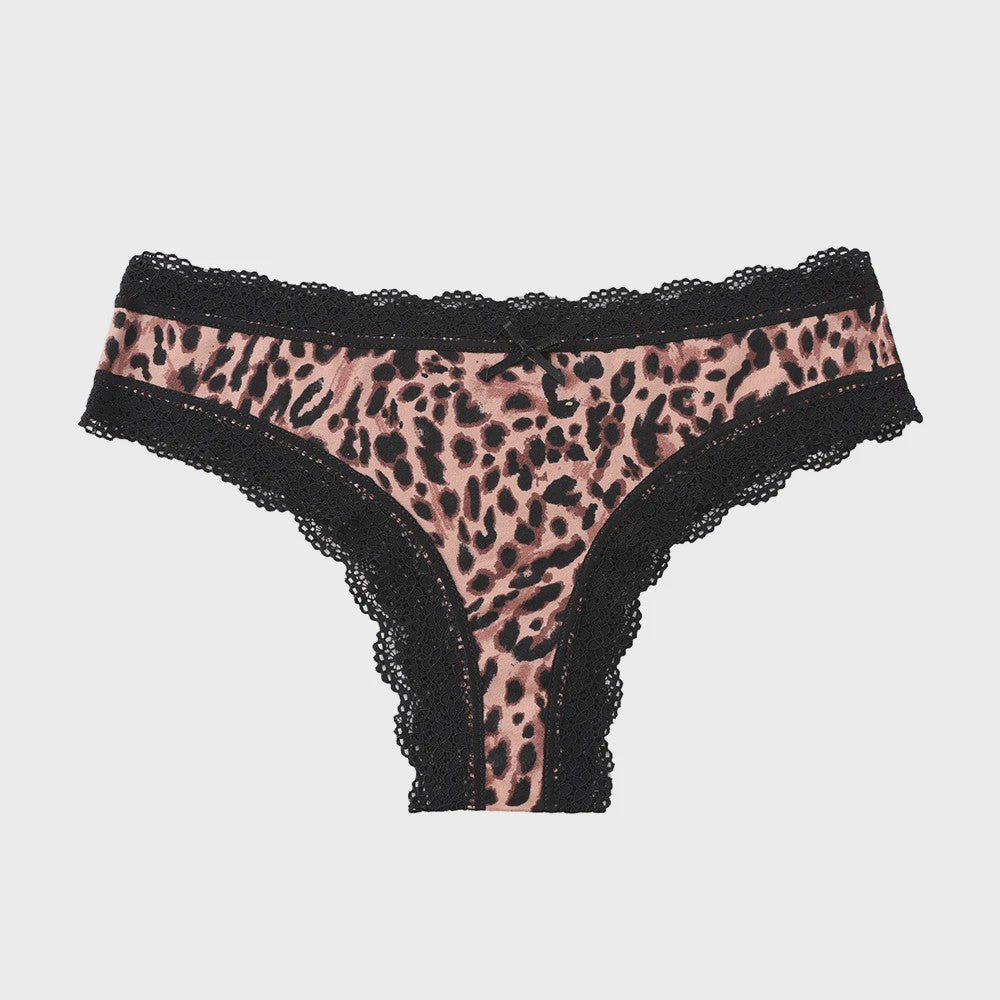 Dames Kant & Luipaardprint Thong Panties - Sexy, Ademend & Comfortabel Ondergoed
