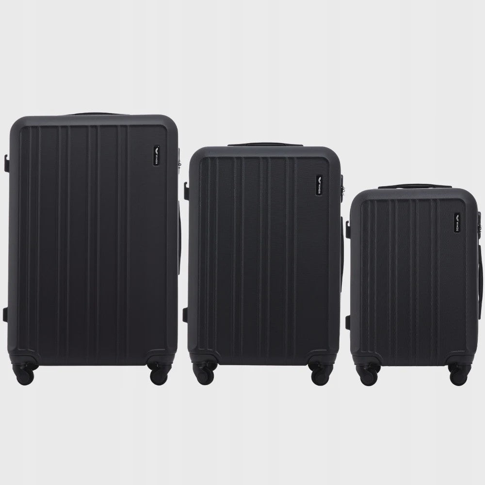 WINGS ABS Trolley Set van 3 (20", 24", 28") - Champagne & Navy Blauw - 360° Wielen