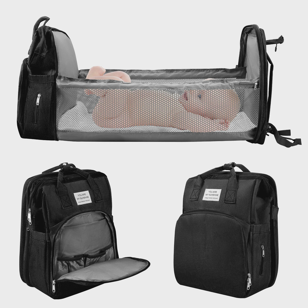 Multifunctionele Luiertas Rugzak met Babybedje - Grote Capaciteit & Waterdicht