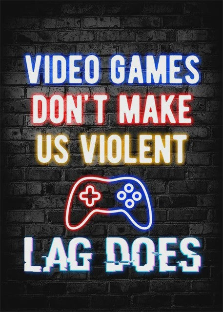 Gaming Neon Canvas Poster: Eat Sleep Game Repeat - Decoratie voor Gamer Kamer