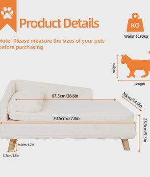 Luxe Verhoogd Hondensofa Bed met Rugleuning & Pluche Kussen - Stijlvolle Lounger voor Kleine/Middelgrote Honden & Katten