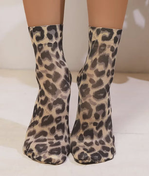 Leopard Print Korte Sokken - Zomerse Enkel Sokken met Bloemenpatroon