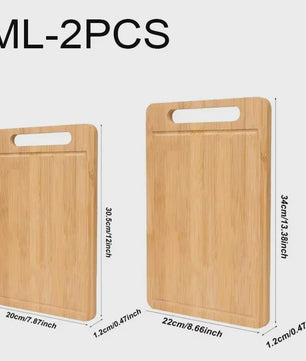 Set van 3 Bamboe Houten Snijplanken met Handvat en Sapgoot - Dubbelzijdig