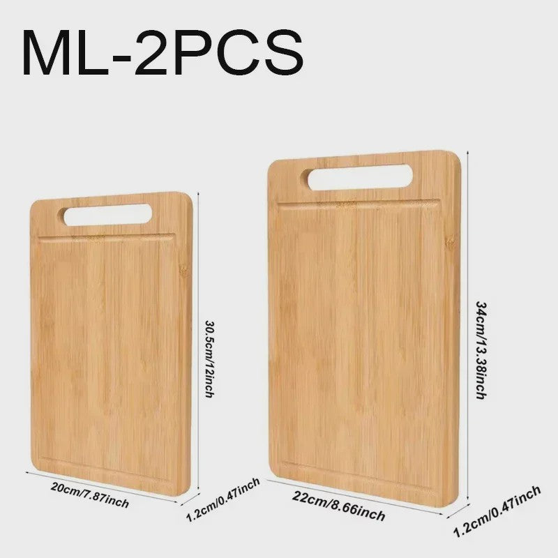 Set van 3 Bamboe Houten Snijplanken met Handvat en Sapgoot - Dubbelzijdig