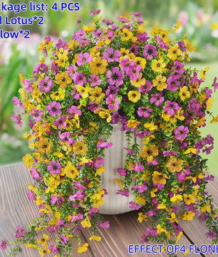 4x Kunst Hangplant - Realistische Nepbloemen met Kleurrijke Bloemen voor Binnen & Buiten Zomer Decoratie