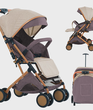 Draagbare Baby Kinderwagen met Muggennet, Opbergmand & 4 Wielen