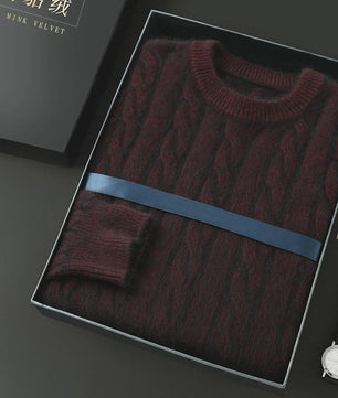 Heren Trui van 100% Puur Kasjmier - Dik Gebreid met Ronde Hals - Lente/Winter Collectie