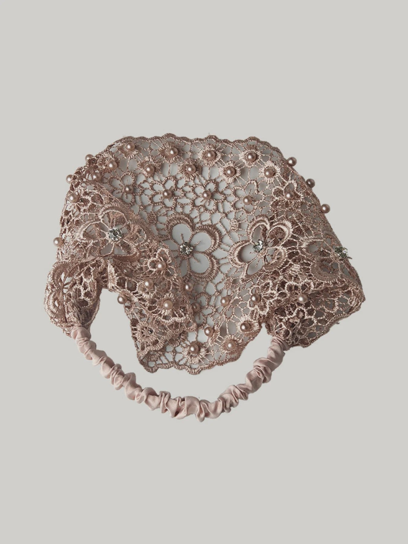 Elegante Bloemen Haarband met Parels en Kant - Stijlvolle Hoofdband voor Dames