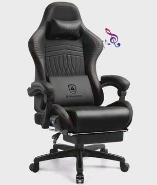 GTPLAYER Ergonomische Gaming Stoel met Voetensteun en Muziek Speakers tot 150kg