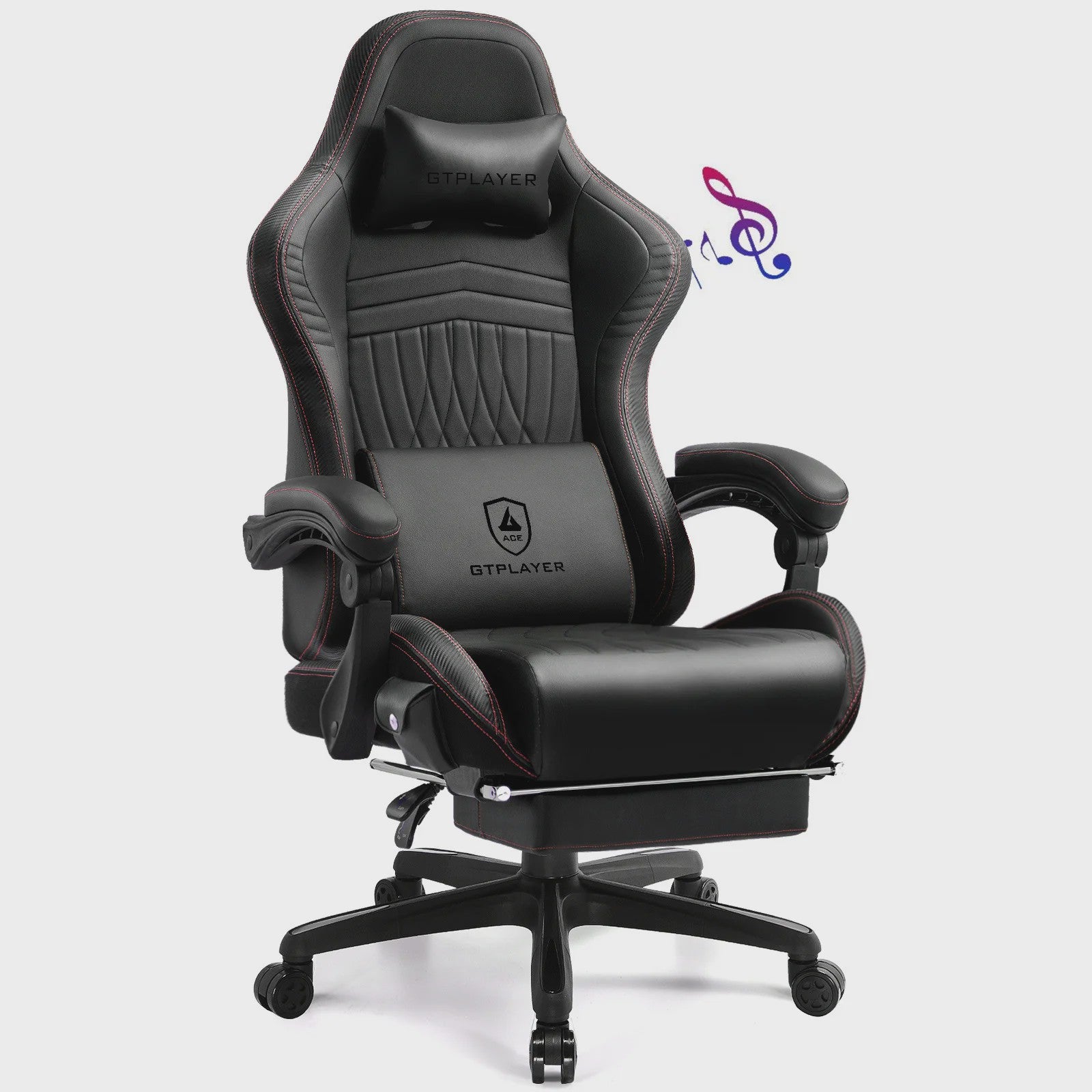 GTPLAYER Ergonomische Gaming Stoel met Voetensteun en Muziek Speakers tot 150kg