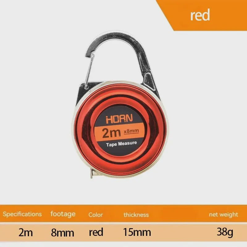 Mini Rolbandmaat met Sleutelhanger - 2 Meter Staal - Compact & Multifunctioneel