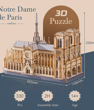 Robotime Rokr 3D Houten Puzzel Kathedraal van Parijs - Bouwpakket voor Volwassenen