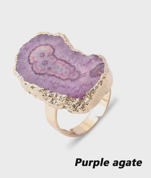 Unieke Geode Ring van Natuursteen - Verstelbaar & Kleurrijk