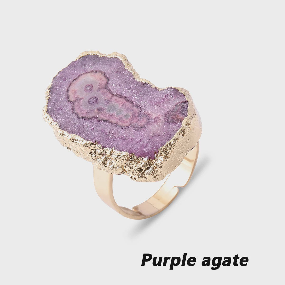 Unieke Geode Ring van Natuursteen - Verstelbaar & Kleurrijk
