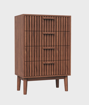 Anajqaqia Commode met 4 Lades - Stijlvolle Houten Opbergkast in Walnootkleur
