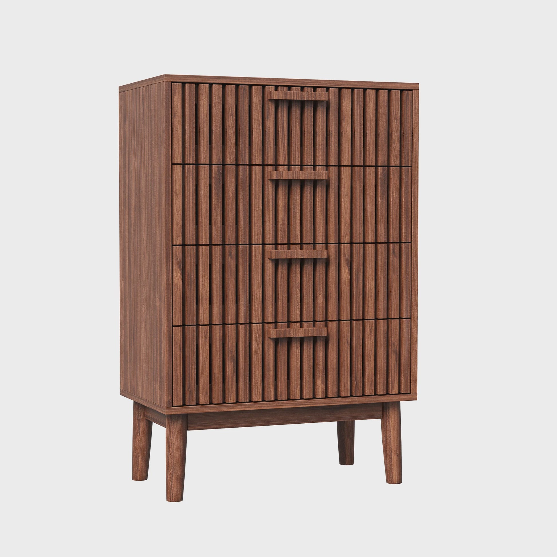 Anajqaqia Commode met 4 Lades - Stijlvolle Houten Opbergkast in Walnootkleur