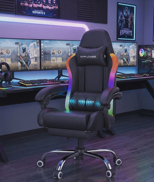 GTPLAYER Ergonomische Gaming & Kantoorstoel met LED Verlichting, Massagefunctie en Opbergvak