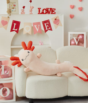Glow-in-the-dark Axolotl Knuffelkussen 122cm - Magisch Pluche Kussen met Lichtgevende Oren, Cadeau voor Kinderen & Tieners
